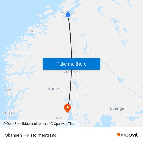 Skansen to Holmestrand map