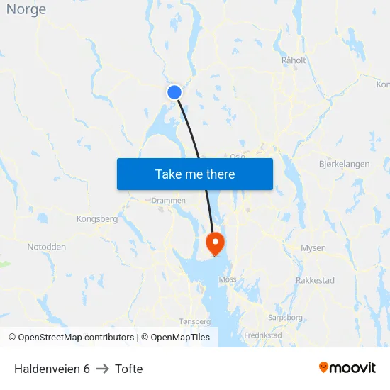 Haldenveien 6 to Tofte map