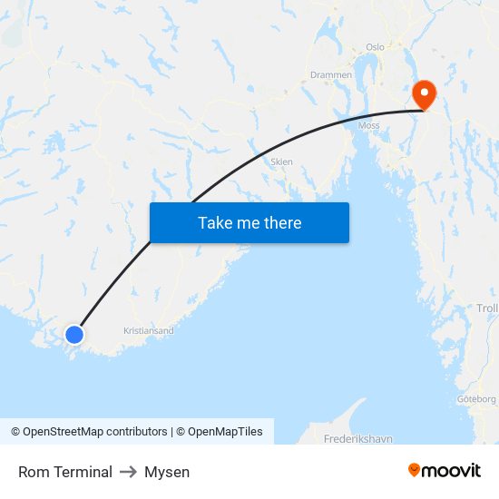 Rom Terminal to Mysen map