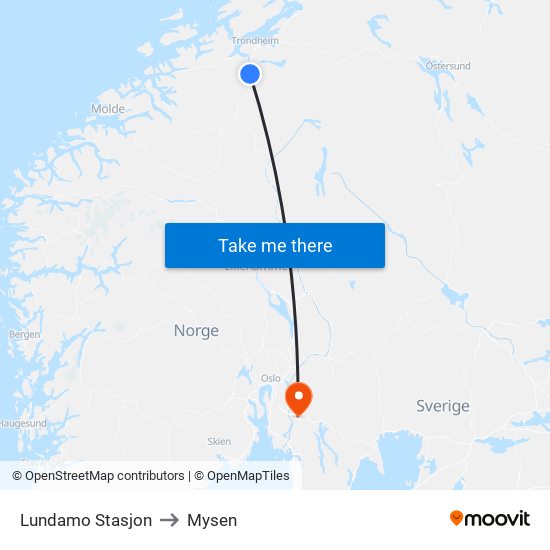 Lundamo Stasjon to Mysen map