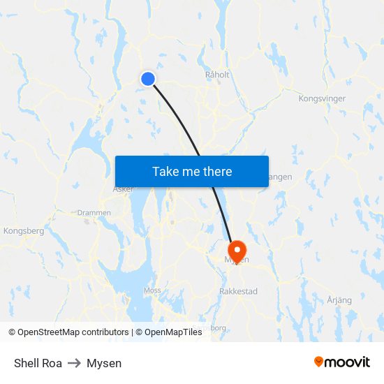 Shell Roa to Mysen map