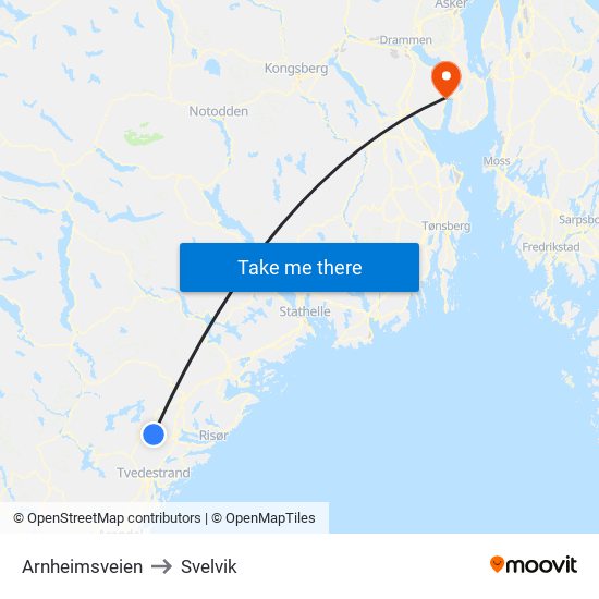 Arnheimsveien to Svelvik map