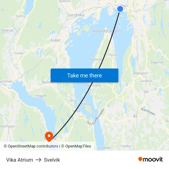 Vika Atrium to Svelvik map