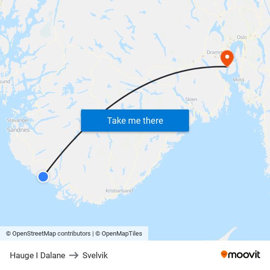 Hauge I Dalane to Svelvik map