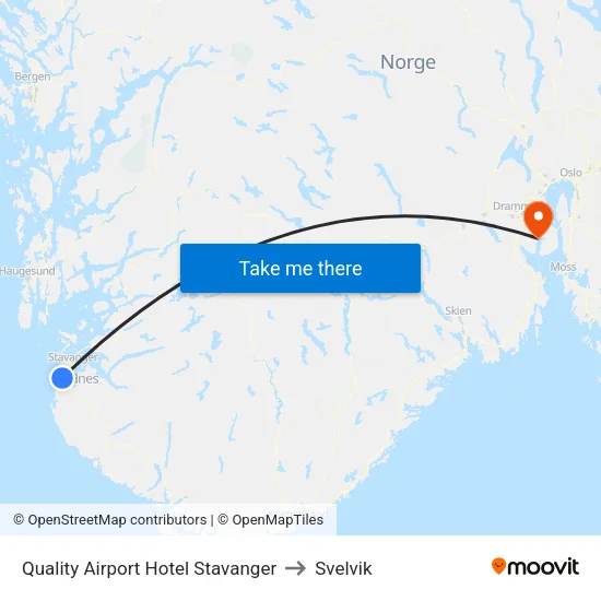 Quality Airport Hotel Stavanger to Svelvik map