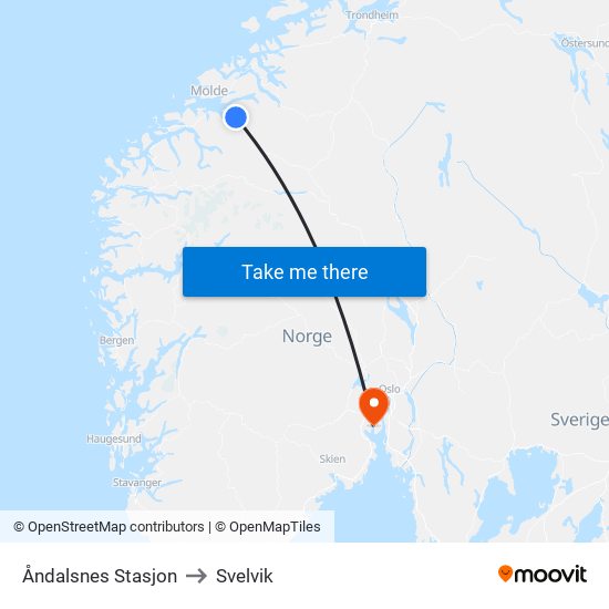 Åndalsnes Stasjon to Svelvik map