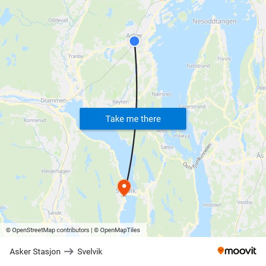 Asker Stasjon to Svelvik map