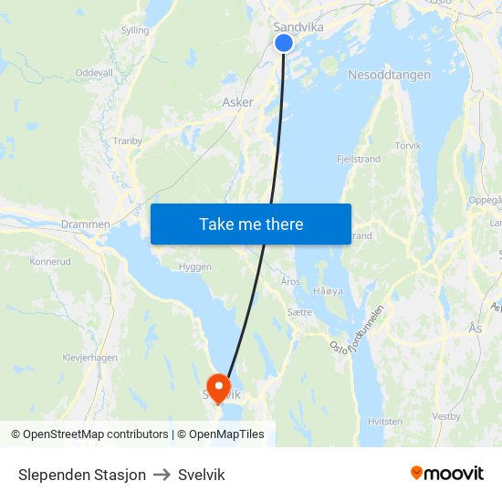 Slependen Stasjon to Svelvik map