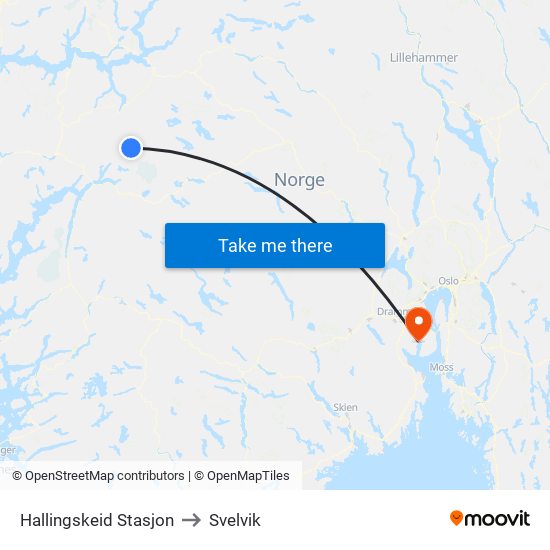 Hallingskeid Stasjon to Svelvik map