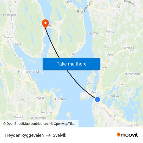 Høyden Ryggeveien to Svelvik map