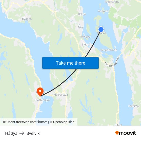 Håøya to Svelvik map