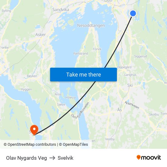 Olav Nygards Veg to Svelvik map