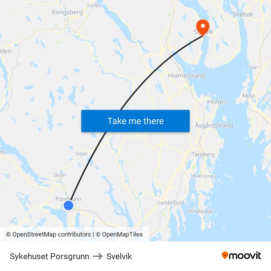 Sykehuset Porsgrunn to Svelvik map