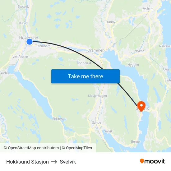 Hokksund Stasjon to Svelvik map