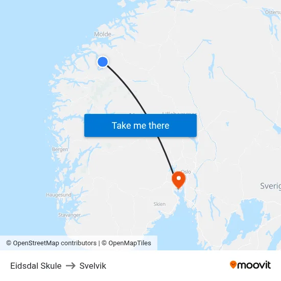 Eidsdal Skule to Svelvik map