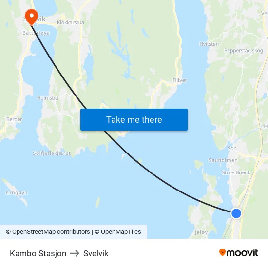 Kambo Stasjon to Svelvik map