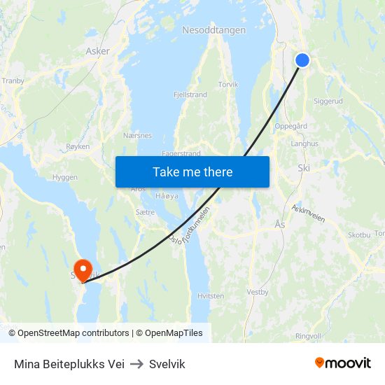 Mina Beiteplukks Vei to Svelvik map