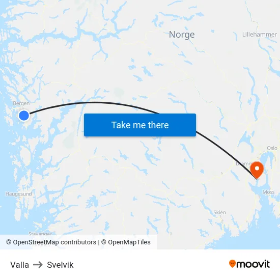 Valla to Svelvik map