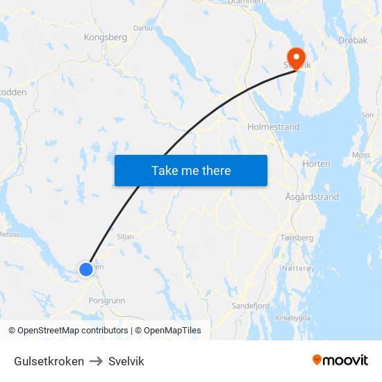 Gulsetkroken to Svelvik map