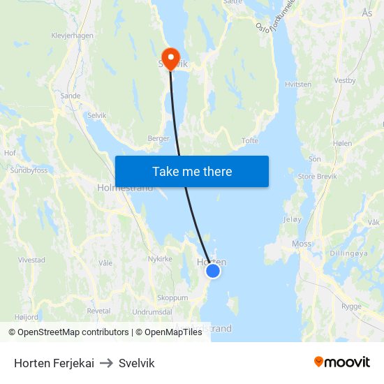 Horten Ferjekai to Svelvik map