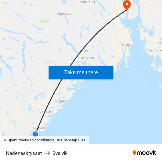 Nedeneskrysset to Svelvik map