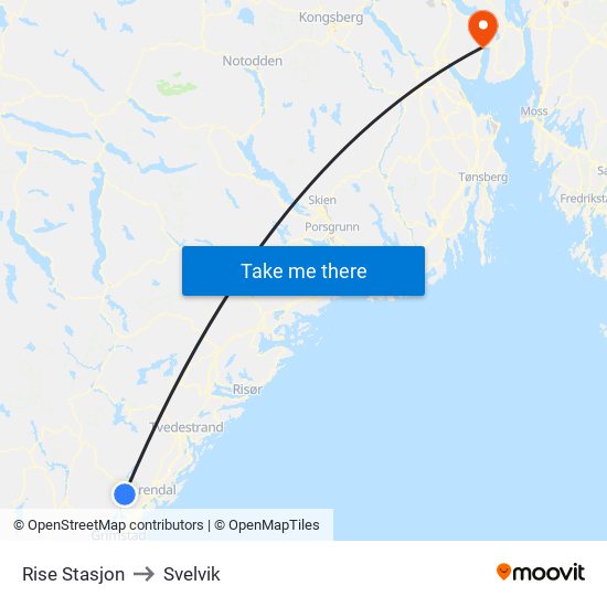 Rise Stasjon to Svelvik map