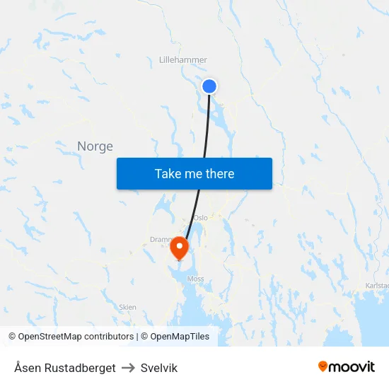 Åsen Rustadberget to Svelvik map