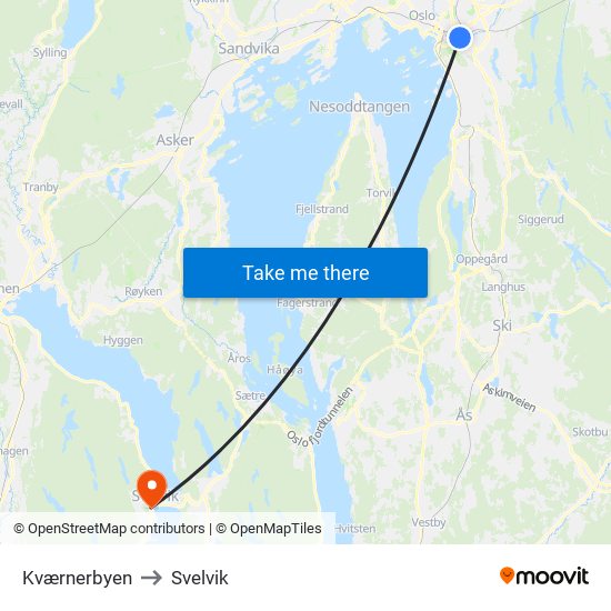 Kværnerbyen to Svelvik map