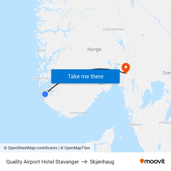 Quality Airport Hotel Stavanger to Skjønhaug map