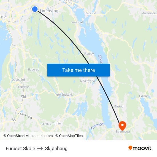 Furuset Skole to Skjønhaug map