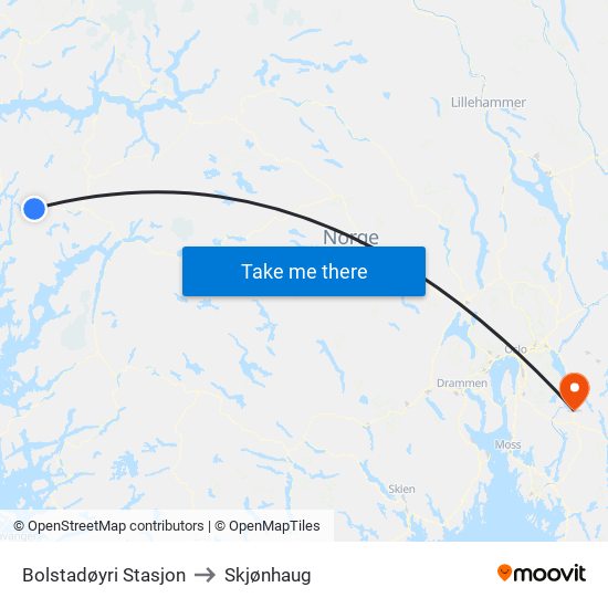 Bolstadøyri Stasjon to Skjønhaug map