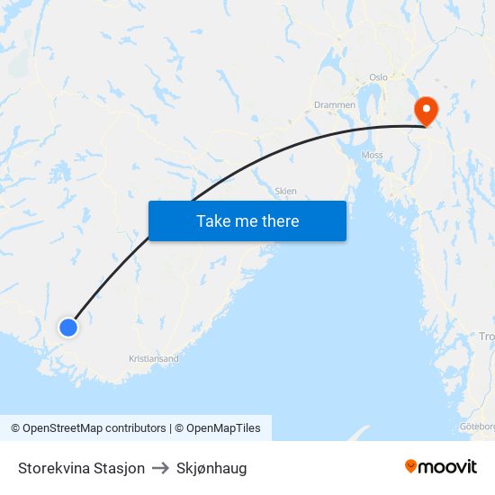 Storekvina Stasjon to Skjønhaug map