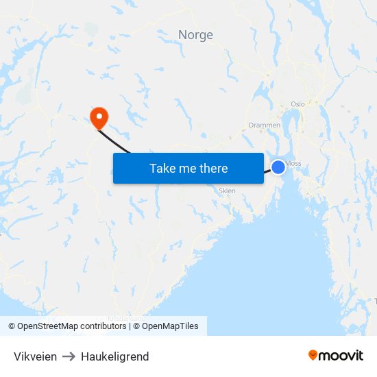 Vikveien to Haukeligrend map