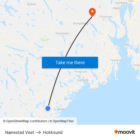 Nærestad Vest to Hokksund map