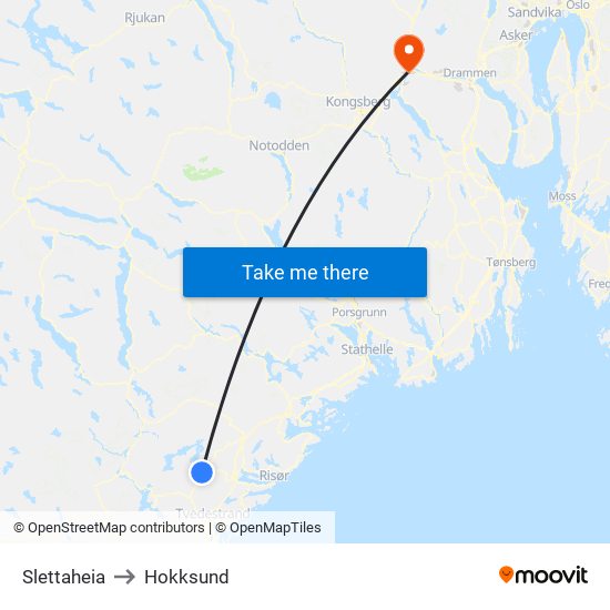 Slettaheia to Hokksund map