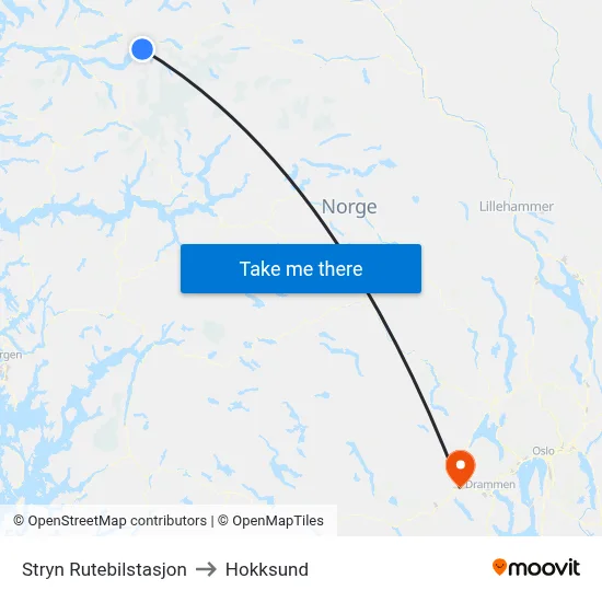 Stryn Rutebilstasjon to Hokksund map