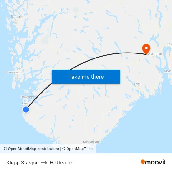 Klepp Stasjon to Hokksund map