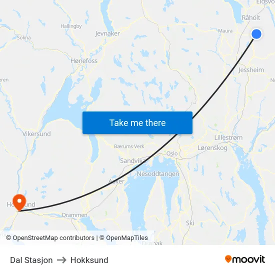 Dal Stasjon to Hokksund map