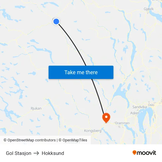 Gol Stasjon to Hokksund map