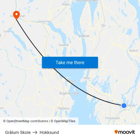 Grålum Skole to Hokksund map