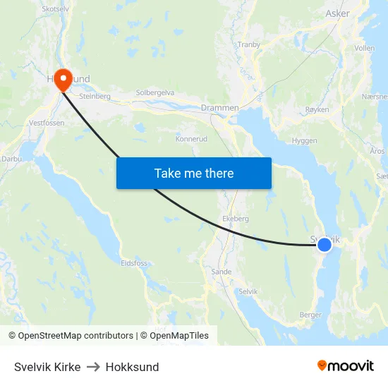 Svelvik Kirke to Hokksund map