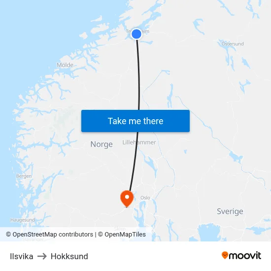 Ilsvika to Hokksund map