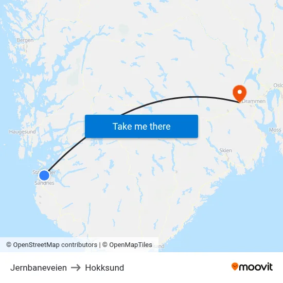 Jernbaneveien to Hokksund map