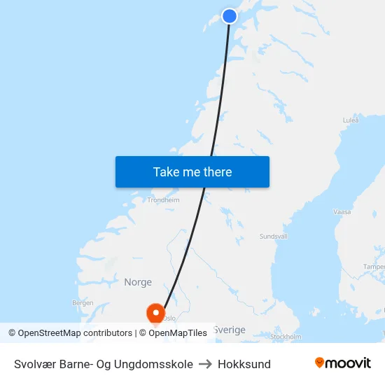 Svolvær Barne- Og Ungdomsskole to Hokksund map
