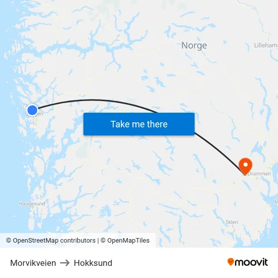 Morvikveien to Hokksund map
