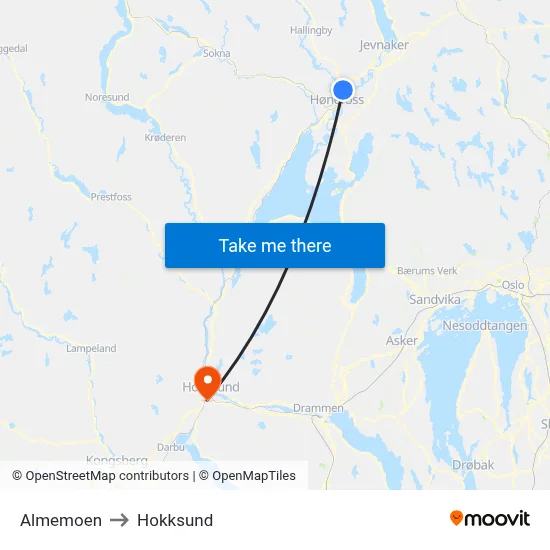 Almemoen to Hokksund map