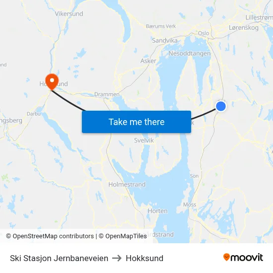 Ski Stasjon Jernbaneveien to Hokksund map