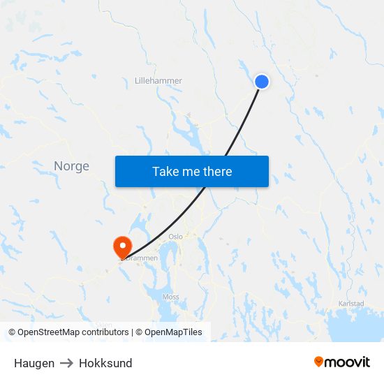 Haugen to Hokksund map