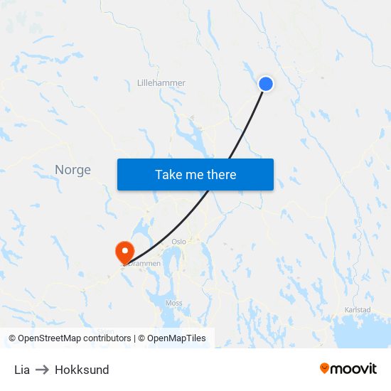 Lia to Hokksund map
