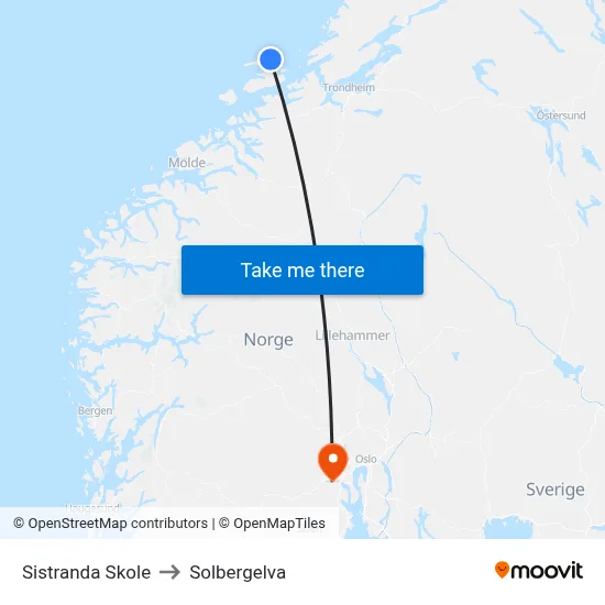 Sistranda Skole to Solbergelva map
